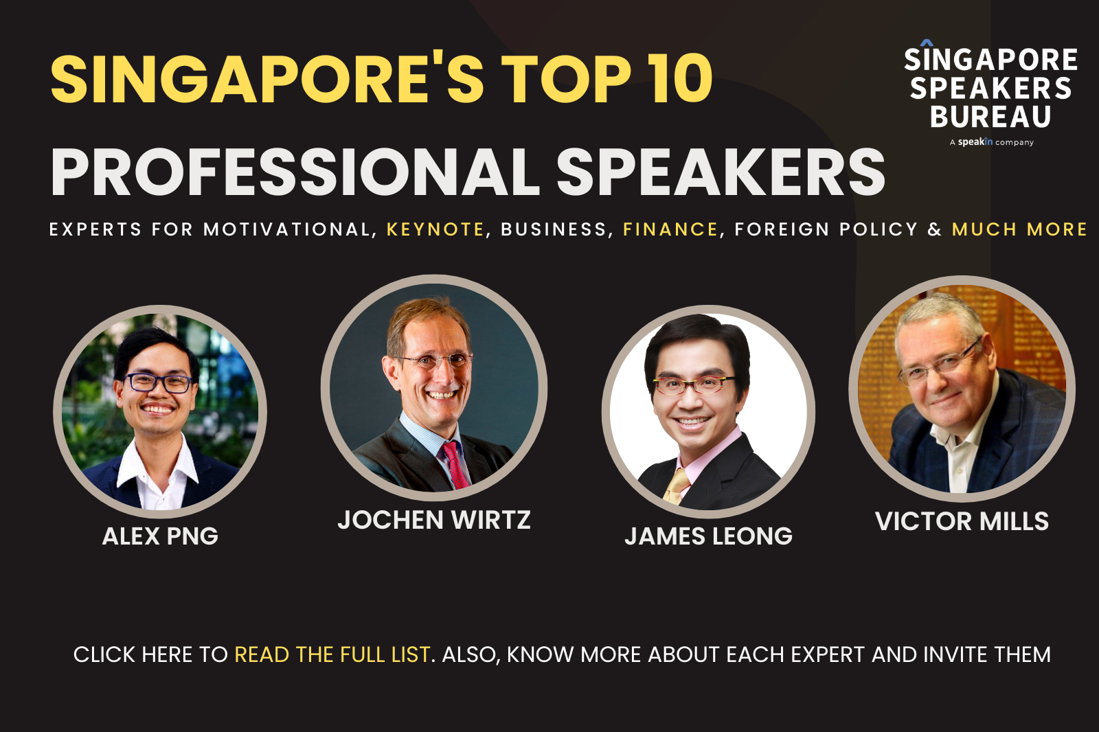 Singapore's Top 10 Professional Speakers - Motivational, Keynote & Business