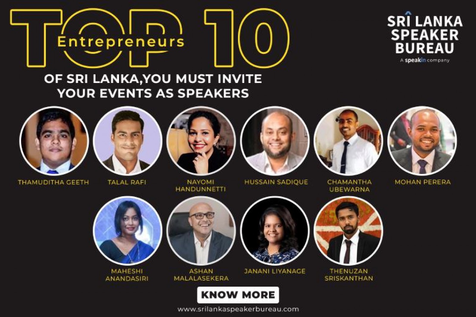 Top 10 Entrepreneurs of Sri Lanka, You Must Invite Your Events as Speakers